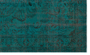 Turquoise  Over Dyed Vintage Rug 5'10'' x 9'9'' ft 178 x 296 cm