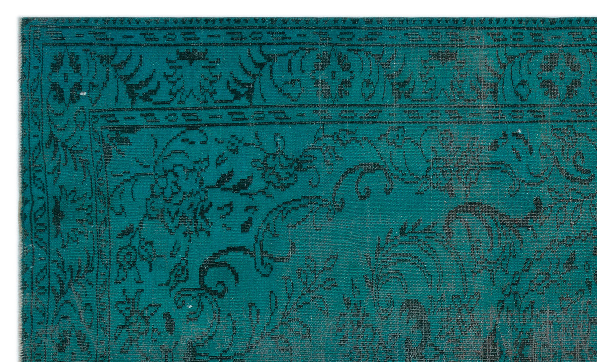 Turquoise  Over Dyed Vintage Rug 5&#39;10&#39;&#39; x 9&#39;9&#39;&#39; ft 178 x 296 cm