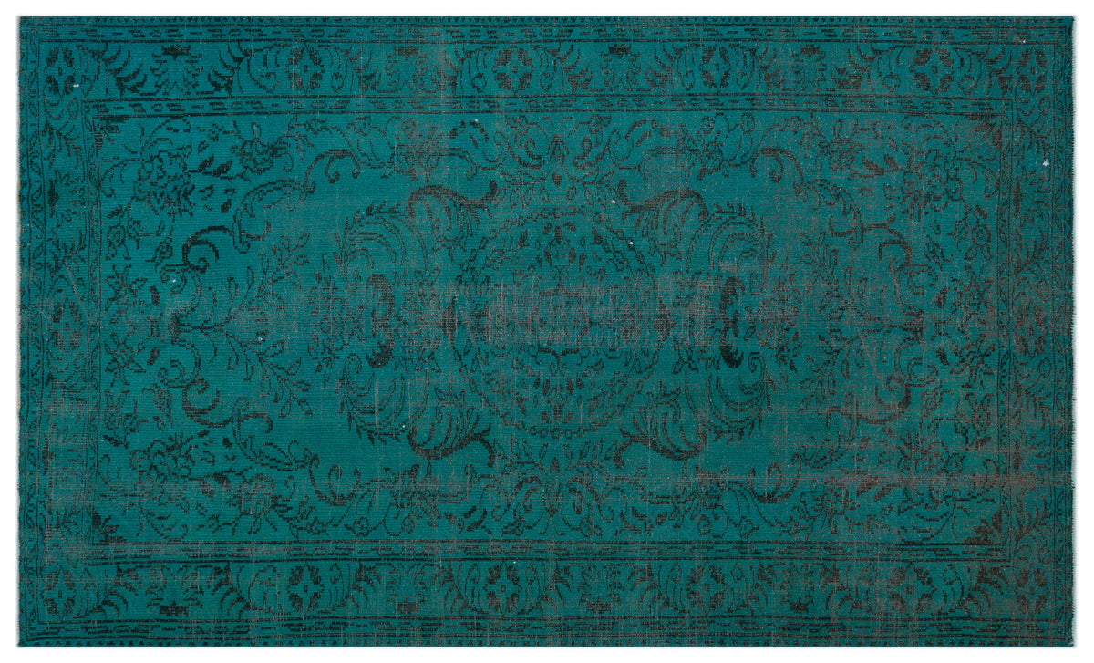Turquoise  Over Dyed Vintage Rug 5&#39;10&#39;&#39; x 9&#39;9&#39;&#39; ft 178 x 296 cm