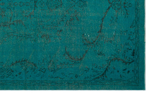 Turquoise  Over Dyed Vintage Rug 5'5'' x 8'8'' ft 164 x 265 cm