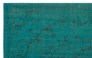 Turquoise  Over Dyed Vintage Rug 5'5'' x 8'8'' ft 164 x 265 cm