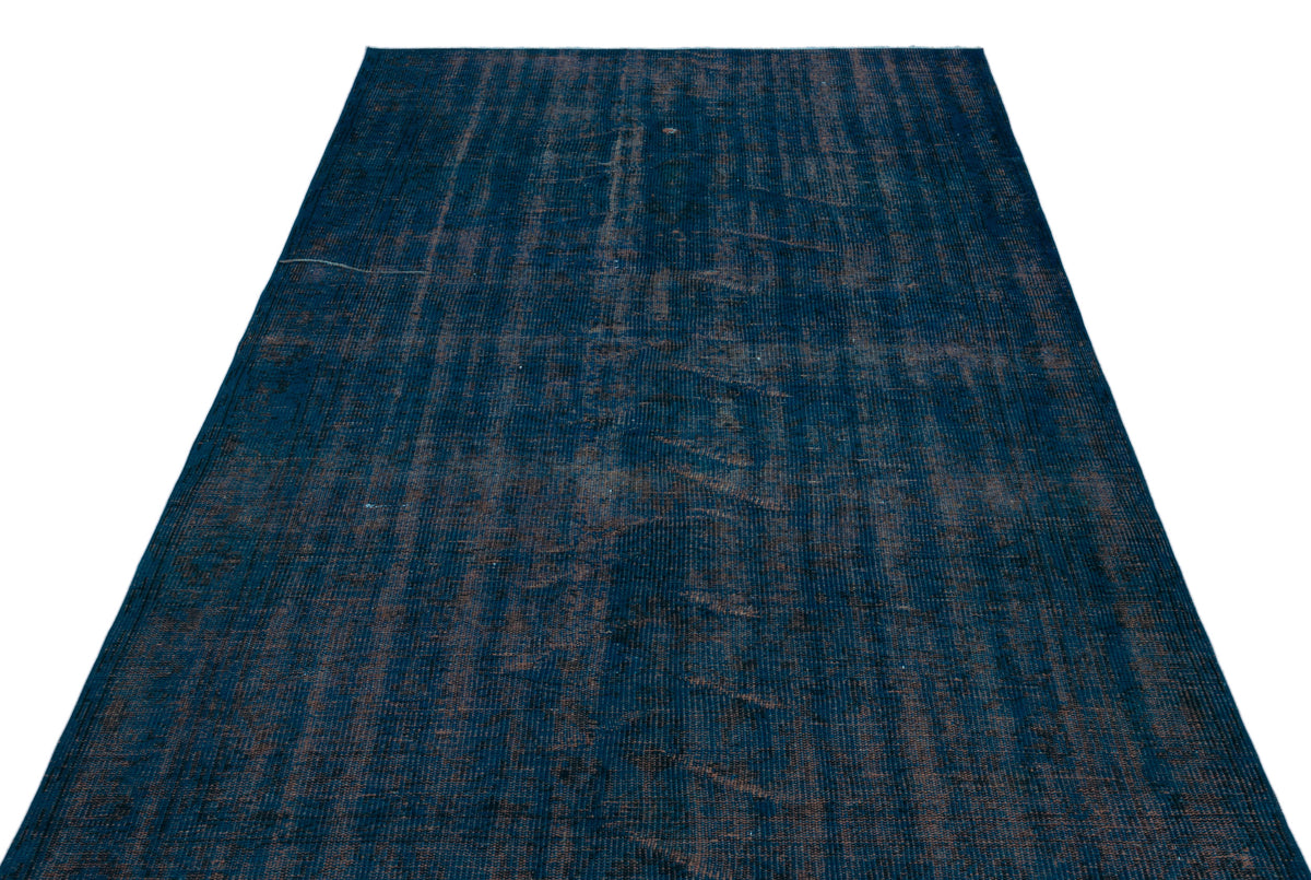 Blue Over Dyed Vintage Rug 5&#39;3&#39;&#39; x 8&#39;8&#39;&#39; ft 159 x 265 cm
