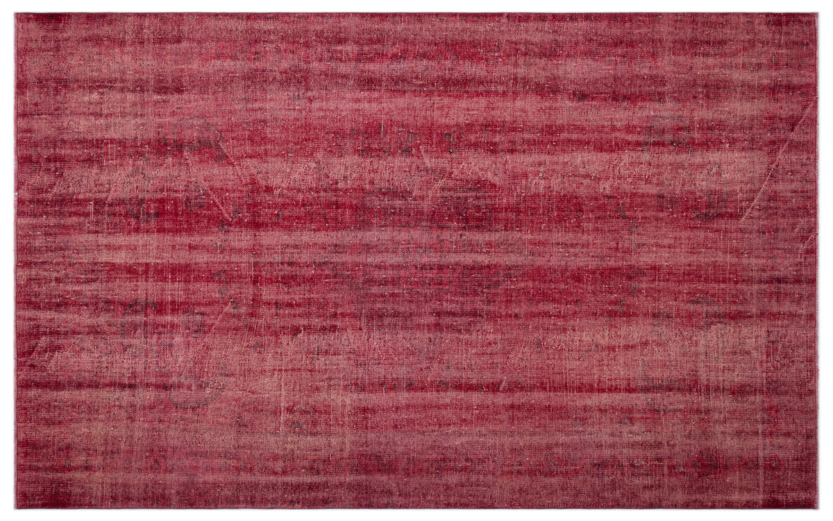 Red Over Dyed Vintage Rug 6&#39;2&#39;&#39; x 10&#39;1&#39;&#39; ft 187 x 308 cm