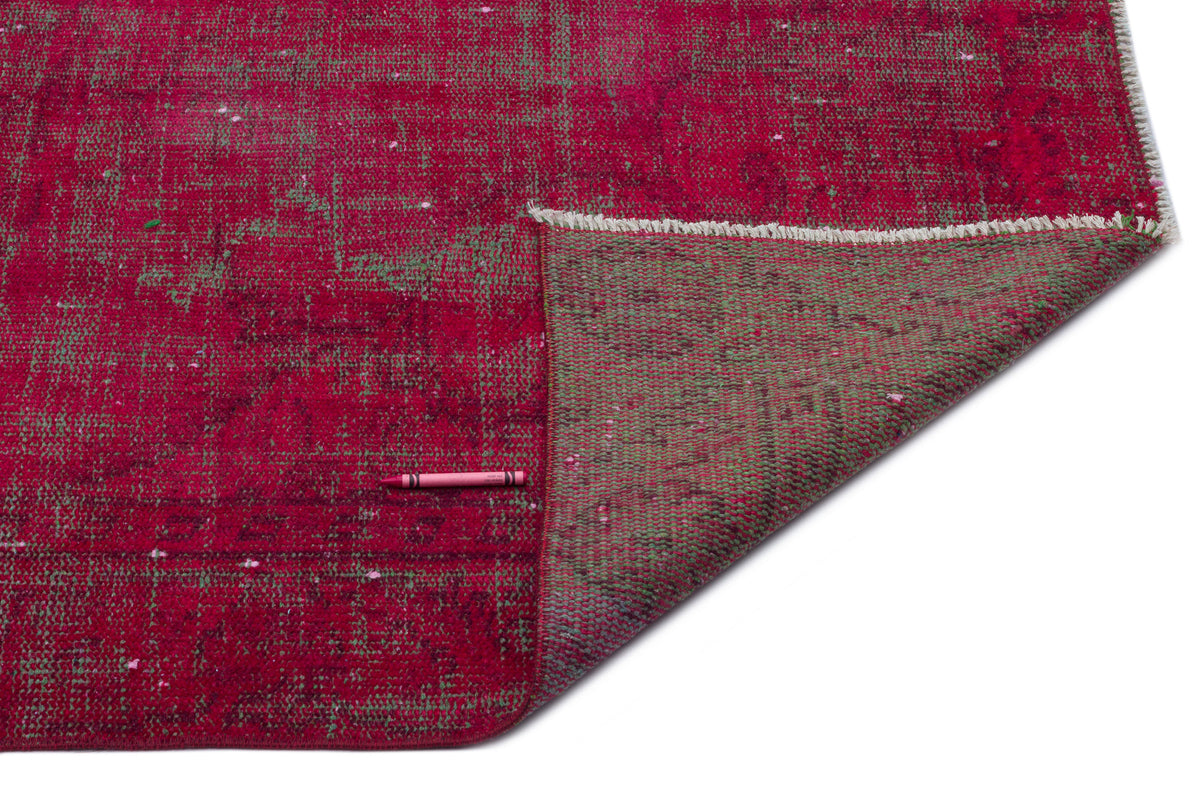 Red Over Dyed Vintage Rug 5&#39;6&#39;&#39; x 8&#39;5&#39;&#39; ft 167 x 256 cm