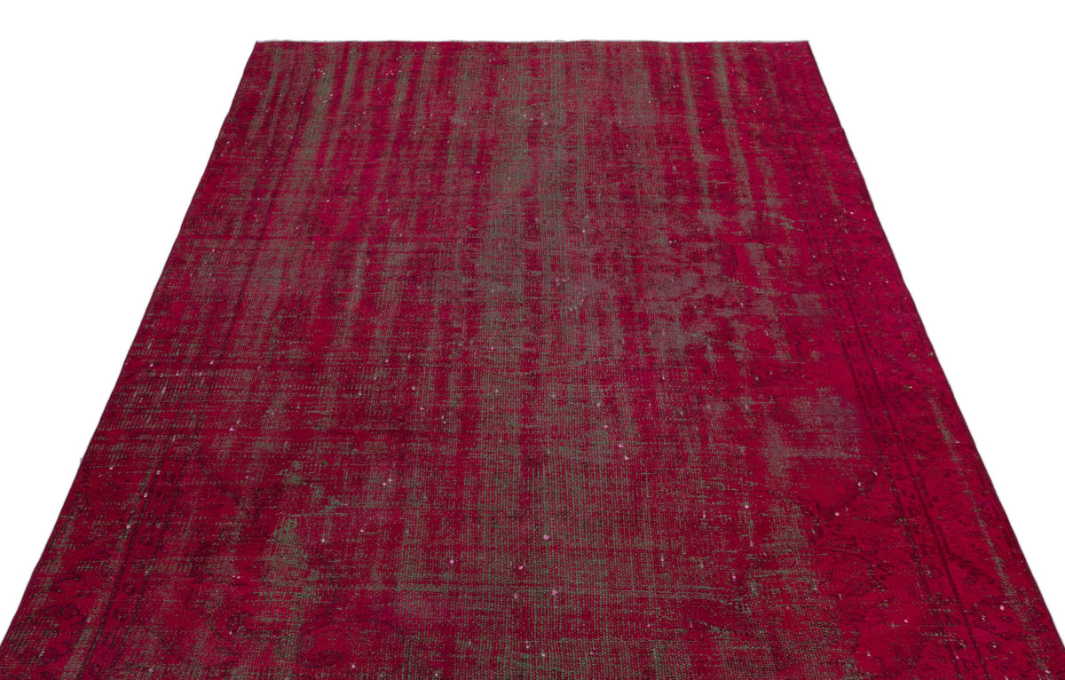 Red Over Dyed Vintage Rug 5&#39;6&#39;&#39; x 8&#39;5&#39;&#39; ft 167 x 256 cm