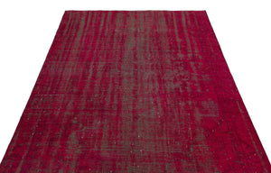 Red Over Dyed Vintage Rug 5'6'' x 8'5'' ft 167 x 256 cm