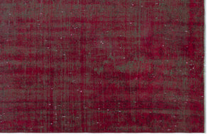 Red Over Dyed Vintage Rug 5'6'' x 8'5'' ft 167 x 256 cm