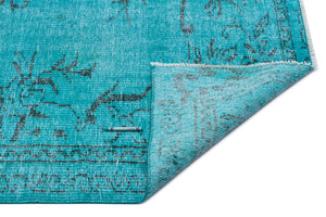 Turquoise  Over Dyed Vintage Rug 5'5'' x 8'7'' ft 164 x 261 cm