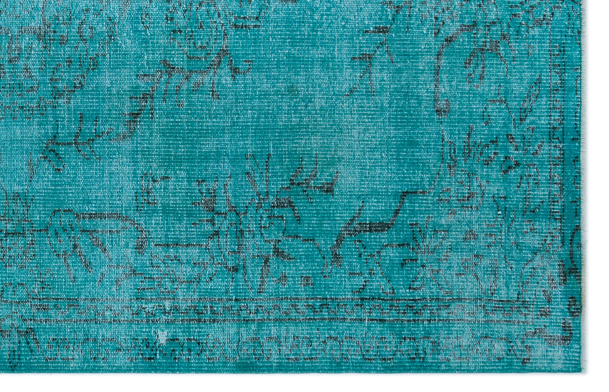 Turquoise  Over Dyed Vintage Rug 5&#39;5&#39;&#39; x 8&#39;7&#39;&#39; ft 164 x 261 cm