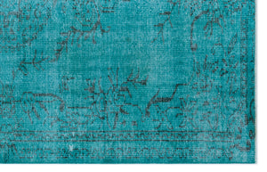 Turquoise  Over Dyed Vintage Rug 5'5'' x 8'7'' ft 164 x 261 cm