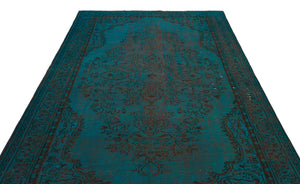 Turquoise  Over Dyed Vintage Rug 6'5'' x 9'6'' ft 195 x 290 cm