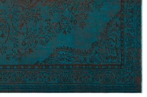 Turquoise  Over Dyed Vintage Rug 6'5'' x 9'6'' ft 195 x 290 cm