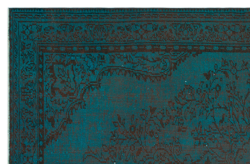 Turquoise  Over Dyed Vintage Rug 6'5'' x 9'6'' ft 195 x 290 cm