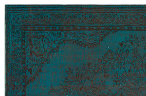 Turquoise  Over Dyed Vintage Rug 6'5'' x 9'6'' ft 195 x 290 cm