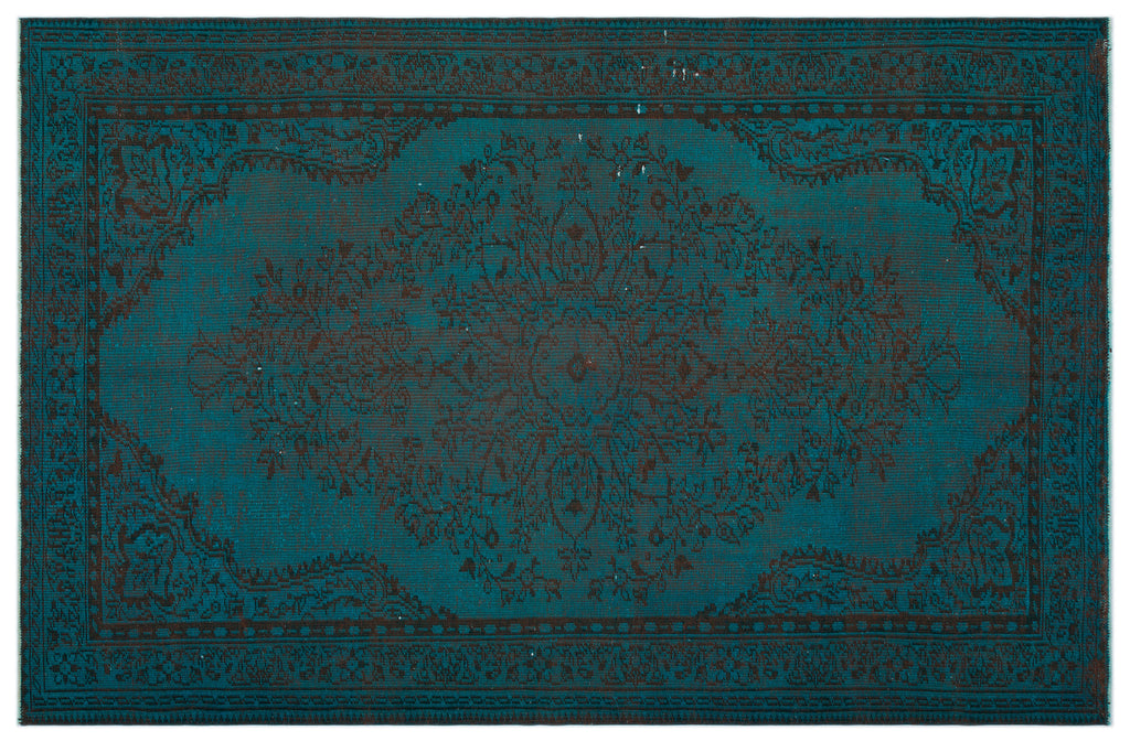 Turquoise  Over Dyed Vintage Rug 6'5'' x 9'6'' ft 195 x 290 cm
