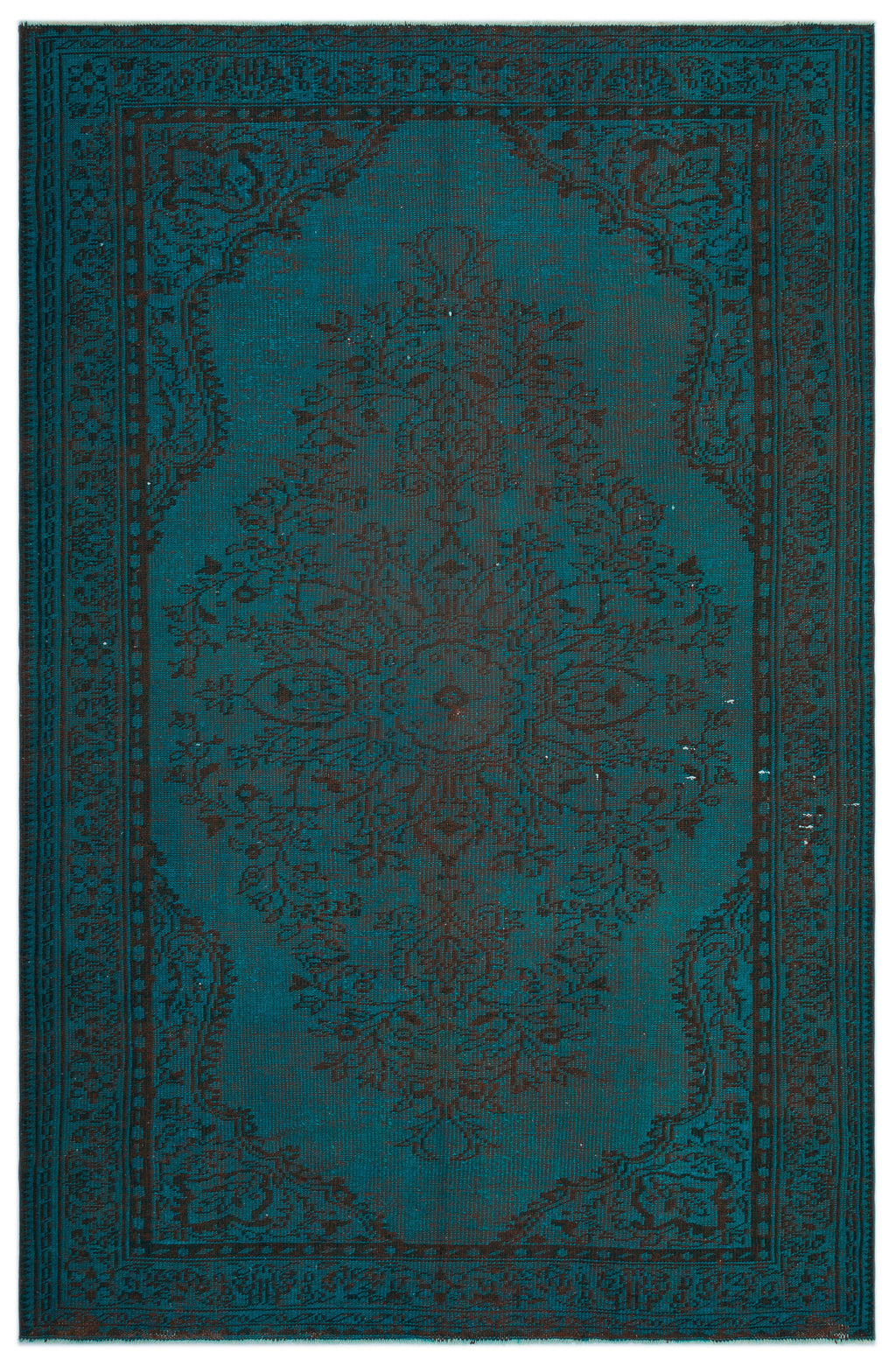 Turquoise  Over Dyed Vintage Rug 6'5'' x 9'6'' ft 195 x 290 cm