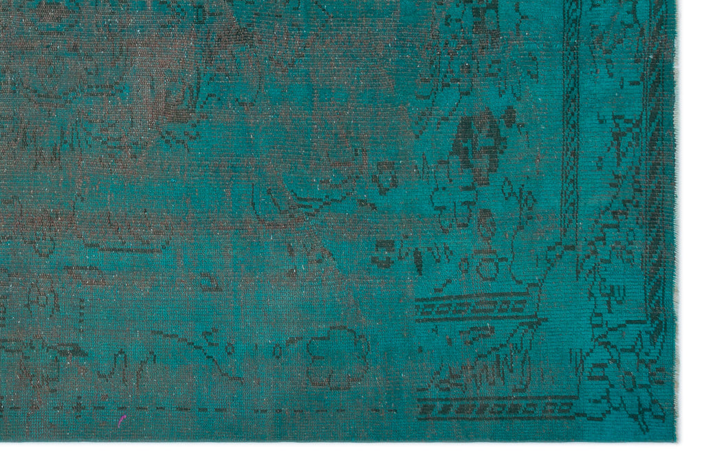 Turquoise  Over Dyed Vintage Rug 5'10'' x 8'6'' ft 177 x 260 cm