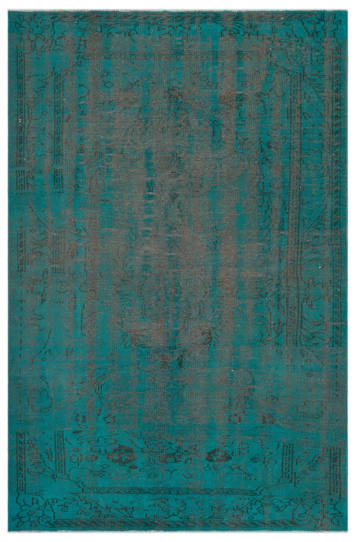 Turquoise  Over Dyed Vintage Rug 5&#39;10&#39;&#39; x 8&#39;6&#39;&#39; ft 177 x 260 cm