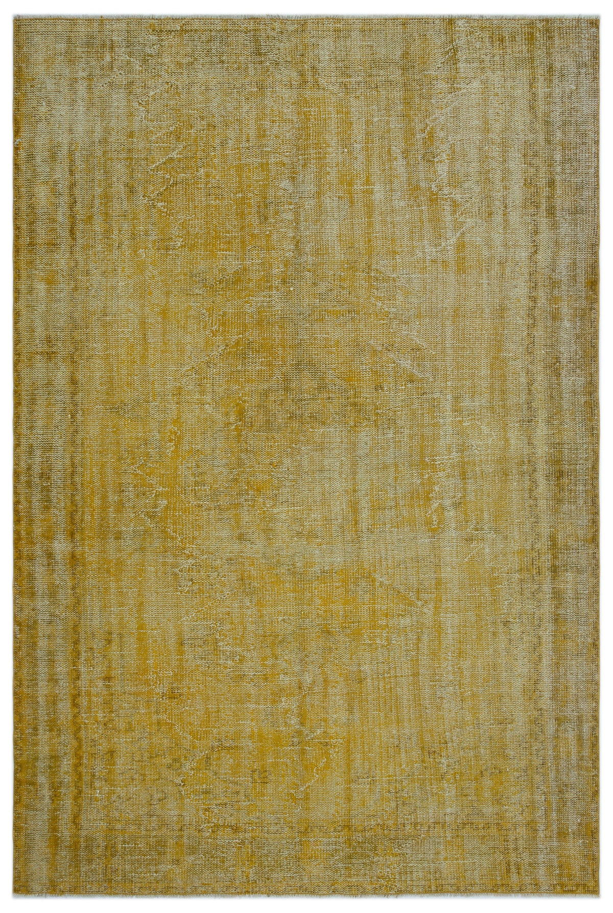 Yellow Over Dyed Vintage Rug 6&#39;4&#39;&#39; x 9&#39;2&#39;&#39; ft 193 x 280 cm