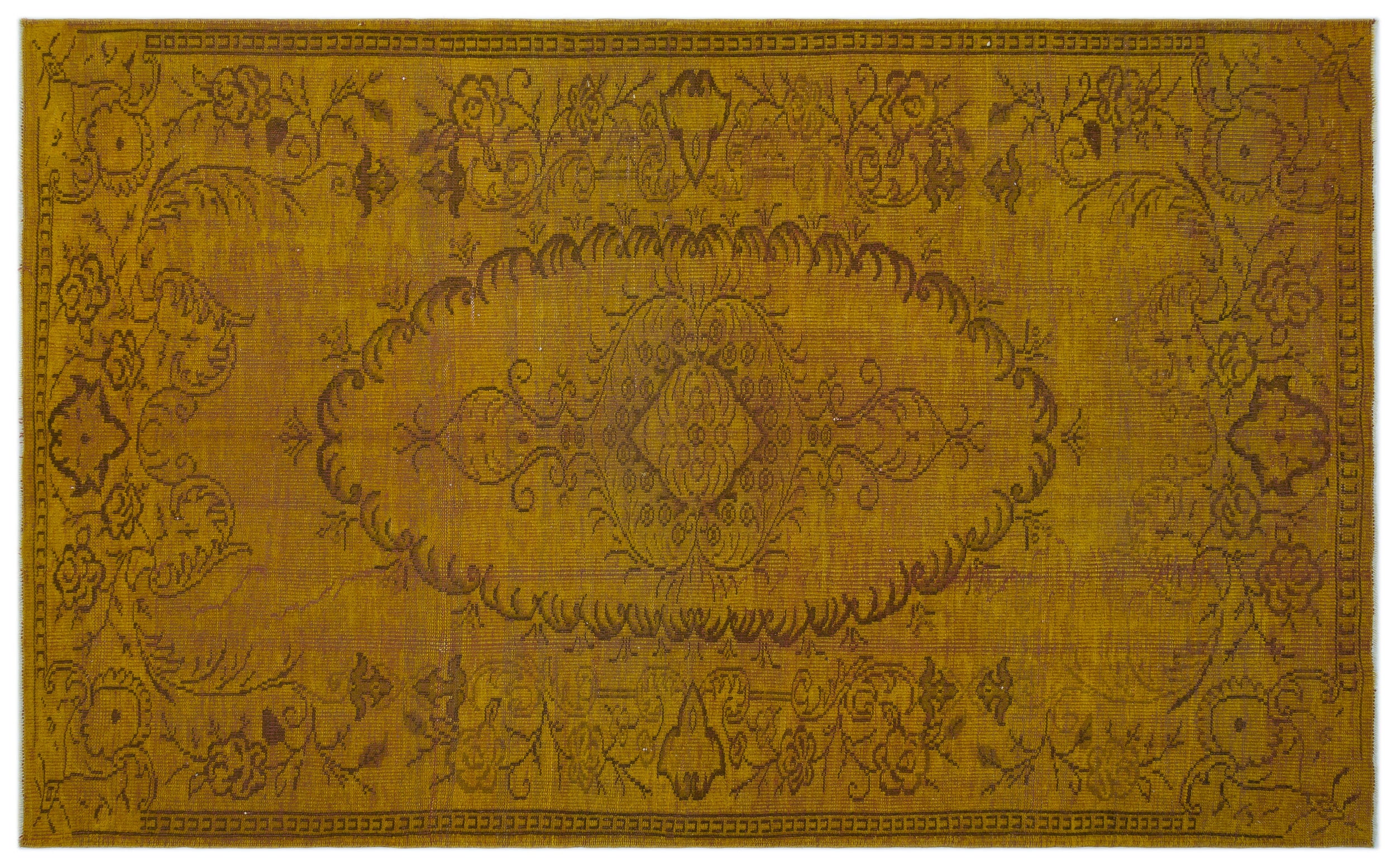 Yellow Over Dyed Vintage Rug 5'11'' x 9'7'' ft 180 x 293 cm
