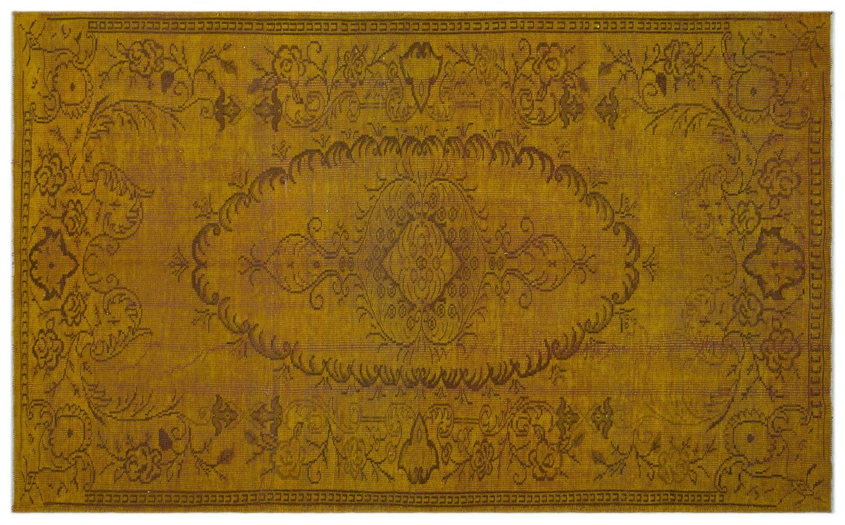 Yellow Over Dyed Vintage Rug 5&#39;11&#39;&#39; x 9&#39;7&#39;&#39; ft 180 x 293 cm