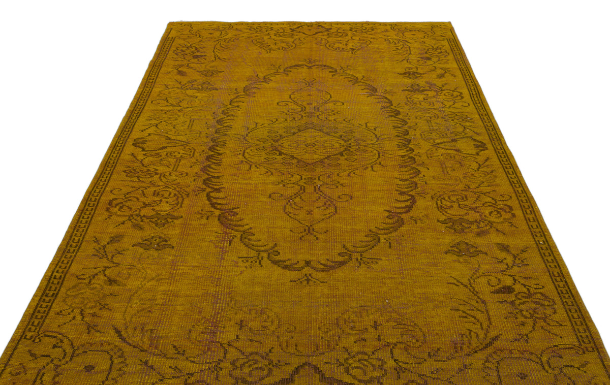 Yellow Over Dyed Vintage Rug 5&#39;11&#39;&#39; x 9&#39;7&#39;&#39; ft 180 x 293 cm