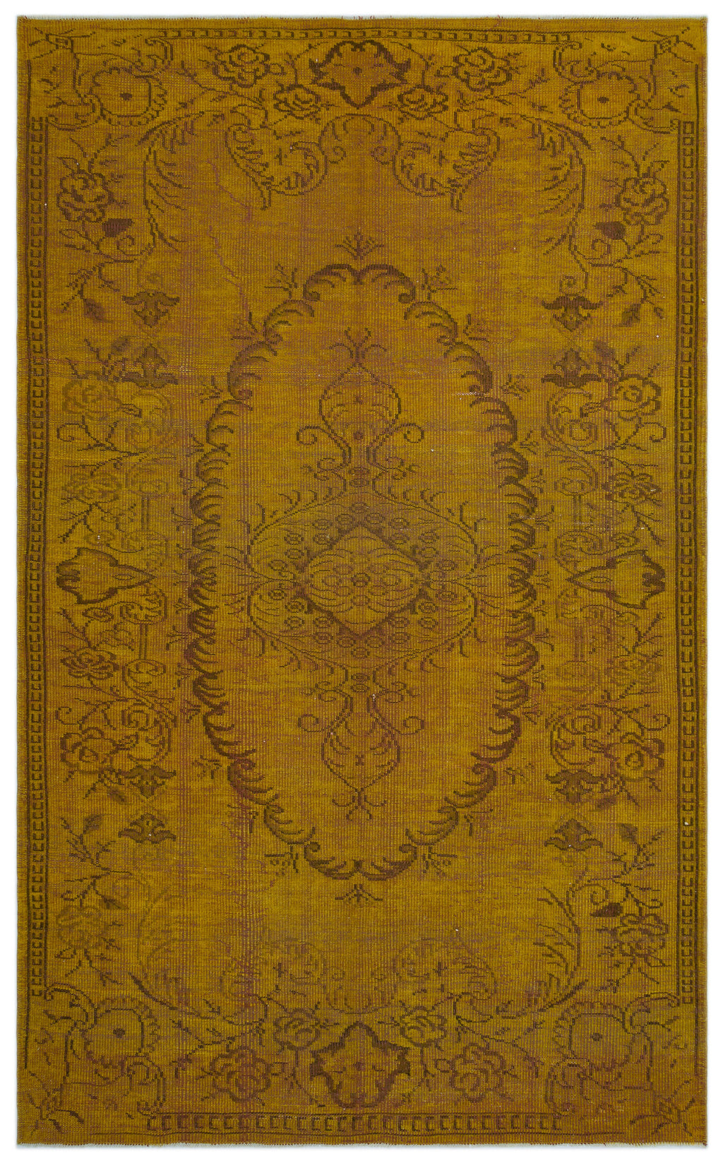 Yellow Over Dyed Vintage Rug 5'11'' x 9'7'' ft 180 x 293 cm