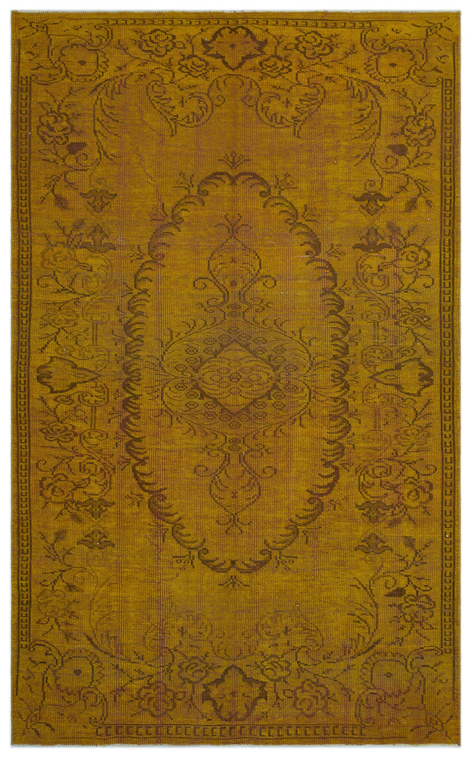 Yellow Over Dyed Vintage Rug 5'11'' x 9'7'' ft 180 x 293 cm