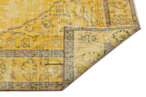 Yellow Over Dyed Vintage Rug 5'7'' x 8'8'' ft 169 x 265 cm