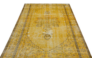 Yellow Over Dyed Vintage Rug 5'7'' x 8'8'' ft 169 x 265 cm