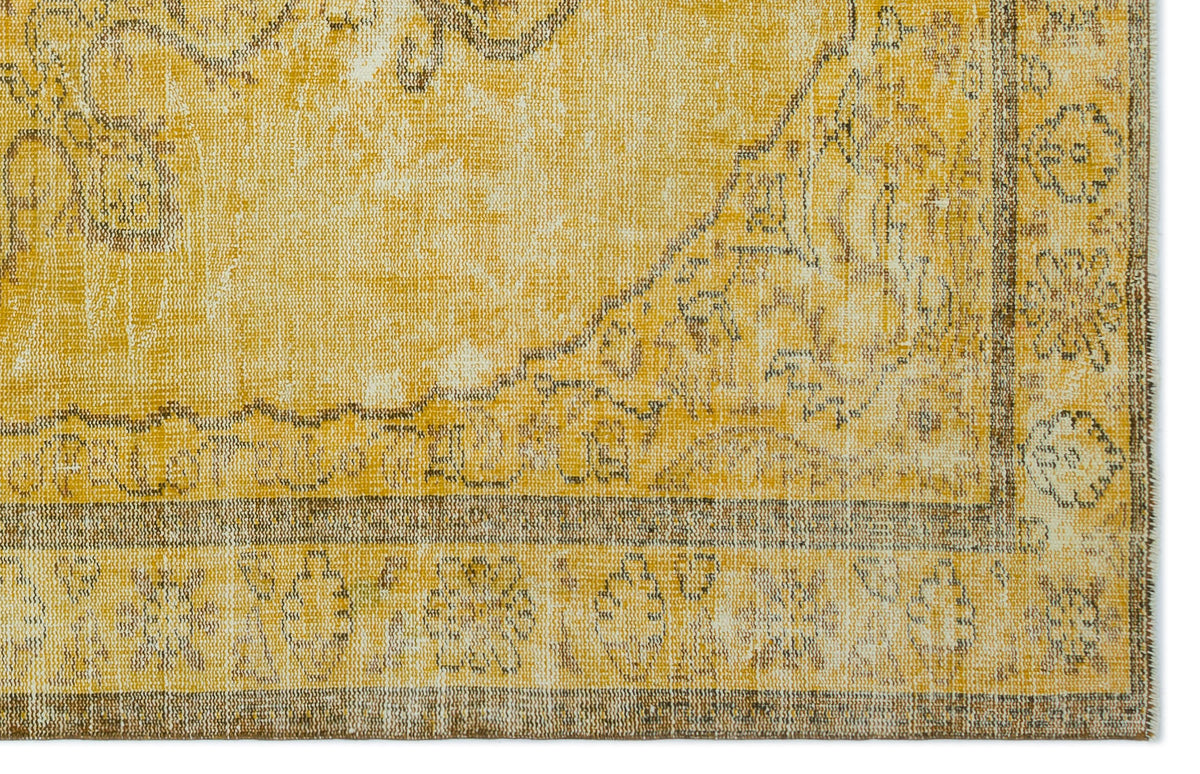 Yellow Over Dyed Vintage Rug 5&#39;7&#39;&#39; x 8&#39;8&#39;&#39; ft 169 x 265 cm