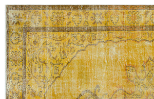 Yellow Over Dyed Vintage Rug 5'7'' x 8'8'' ft 169 x 265 cm