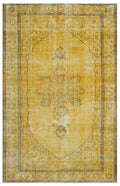 Yellow Over Dyed Vintage Rug 5'7'' x 8'8'' ft 169 x 265 cm