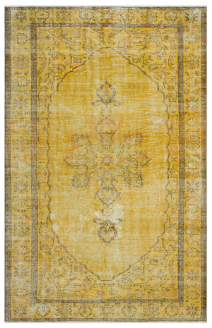 Yellow Over Dyed Vintage Rug 5'7'' x 8'8'' ft 169 x 265 cm