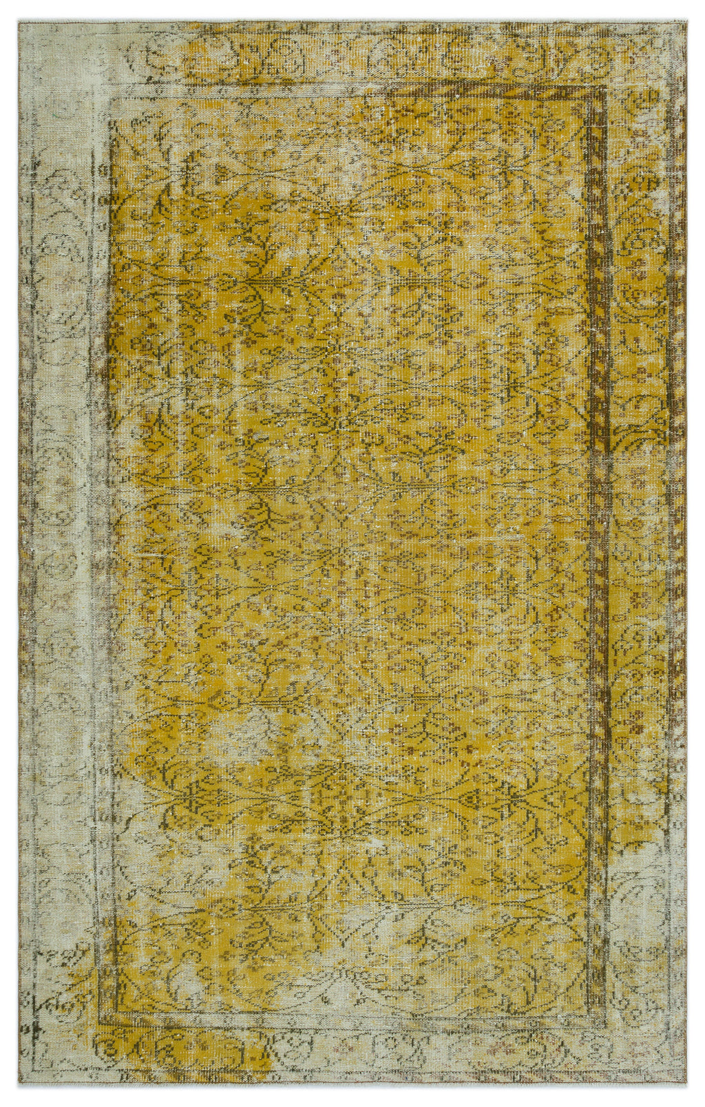 Yellow Over Dyed Vintage Rug 5'5'' x 8'7'' ft 166 x 262 cm