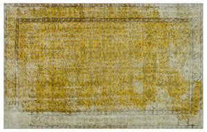 Yellow Over Dyed Vintage Rug 5'5'' x 8'7'' ft 166 x 262 cm