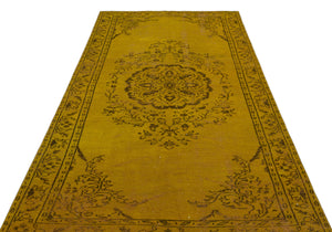 Yellow Over Dyed Vintage Rug 5'0'' x 8'11'' ft 153 x 273 cm