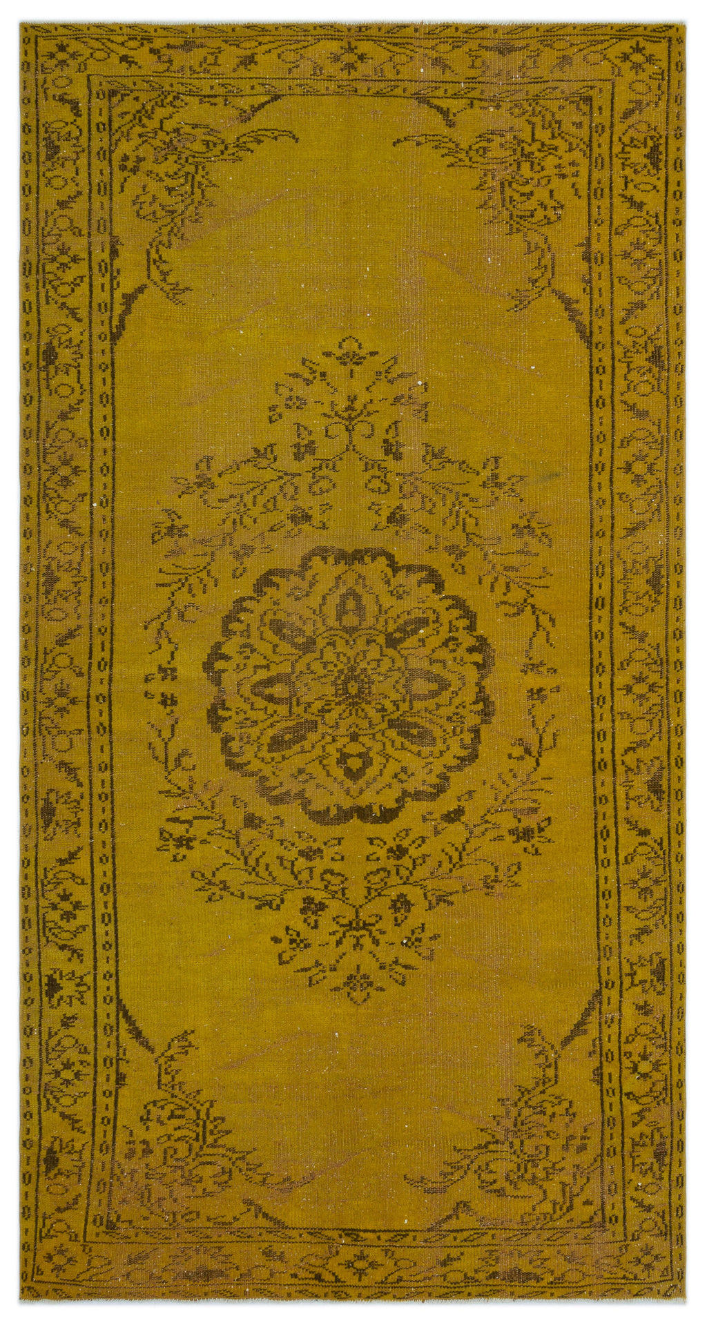 Yellow Over Dyed Vintage Rug 5'0'' x 8'11'' ft 153 x 273 cm