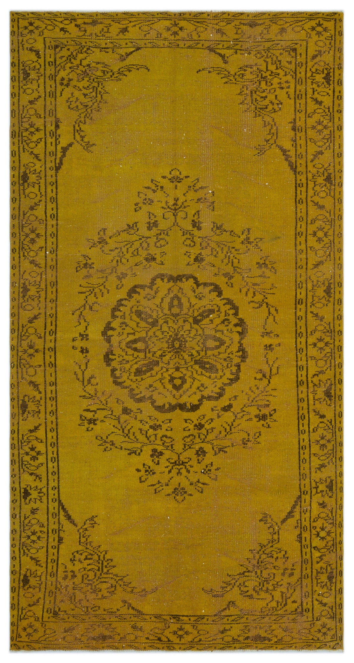 Yellow Over Dyed Vintage Rug 5&#39;0&#39;&#39; x 8&#39;11&#39;&#39; ft 153 x 273 cm
