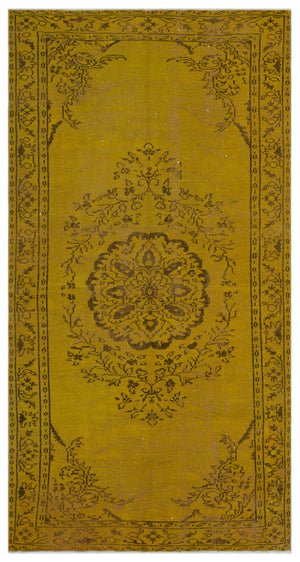 Yellow Over Dyed Vintage Rug 5'0'' x 8'11'' ft 153 x 273 cm