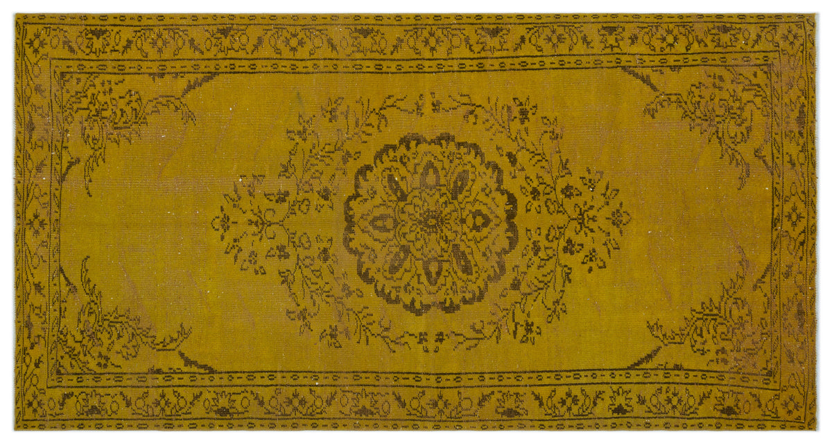 Yellow Over Dyed Vintage Rug 5&#39;0&#39;&#39; x 8&#39;11&#39;&#39; ft 153 x 273 cm