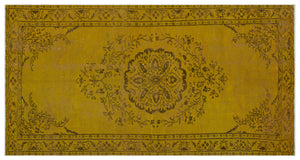 Yellow Over Dyed Vintage Rug 5'0'' x 8'11'' ft 153 x 273 cm