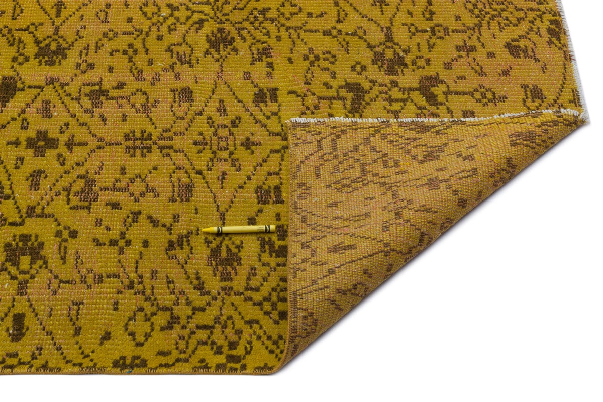 Yellow Over Dyed Vintage Rug 4&#39;9&#39;&#39; x 8&#39;0&#39;&#39; ft 146 x 244 cm