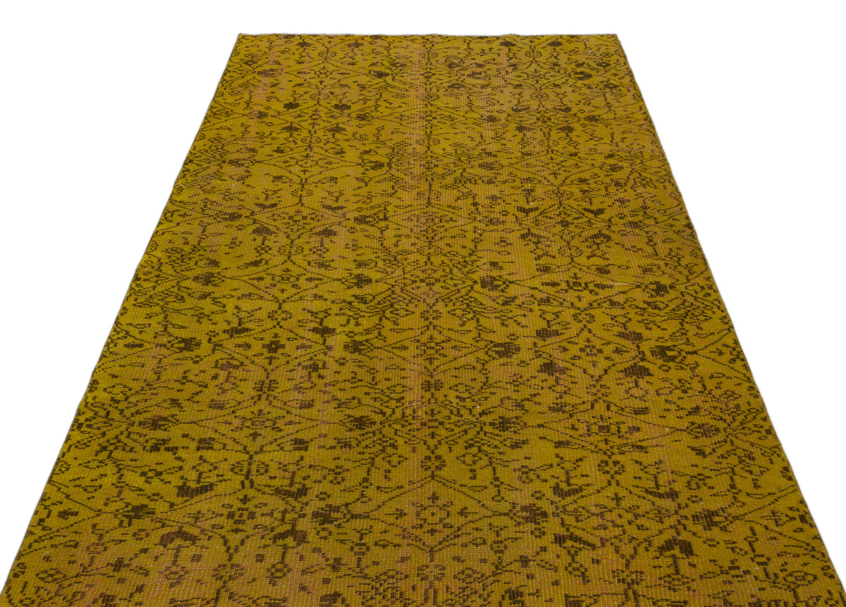 Yellow Over Dyed Vintage Rug 4&#39;9&#39;&#39; x 8&#39;0&#39;&#39; ft 146 x 244 cm