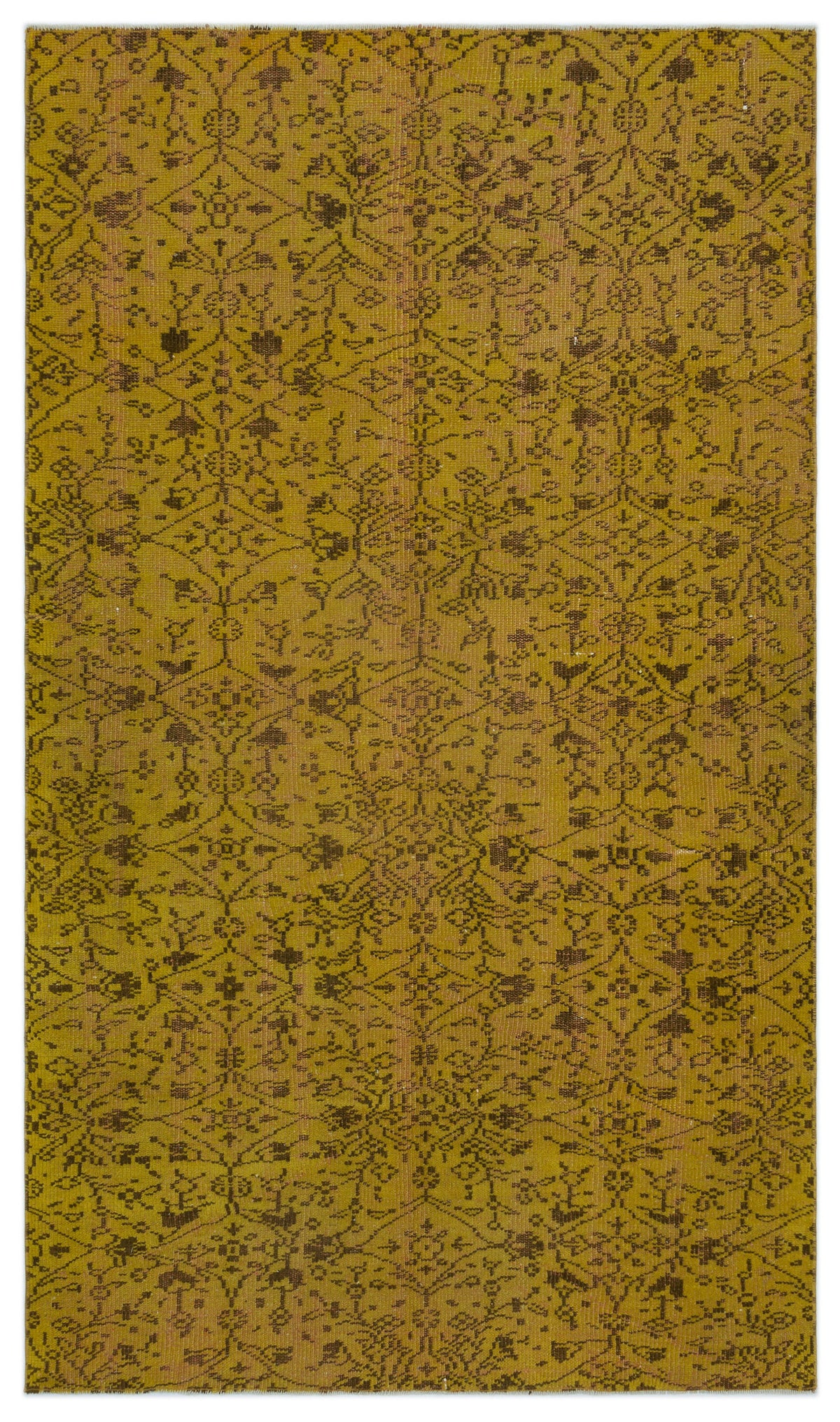 Yellow Over Dyed Vintage Rug 4&#39;9&#39;&#39; x 8&#39;0&#39;&#39; ft 146 x 244 cm