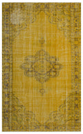 Yellow Over Dyed Vintage Rug 5'9'' x 9'4'' ft 176 x 285 cm