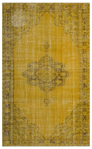 Yellow Over Dyed Vintage Rug 5'9'' x 9'4'' ft 176 x 285 cm