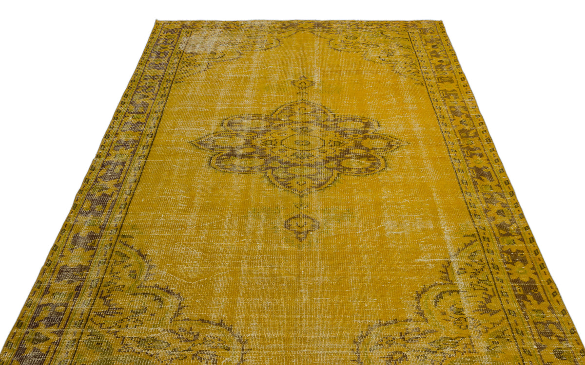 Yellow Over Dyed Vintage Rug 5&#39;9&#39;&#39; x 9&#39;4&#39;&#39; ft 176 x 285 cm