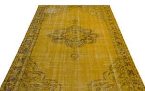 Yellow Over Dyed Vintage Rug 5'9'' x 9'4'' ft 176 x 285 cm