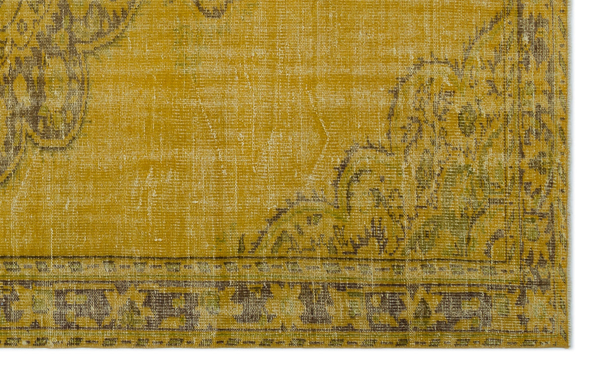 Yellow Over Dyed Vintage Rug 5&#39;9&#39;&#39; x 9&#39;4&#39;&#39; ft 176 x 285 cm
